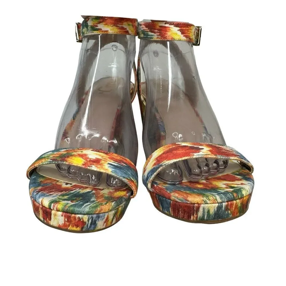 Circus Sam Edelman Multi Colored Annette Heeled Sandal Sz 9 - Picture 12 of 17